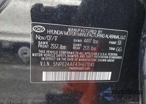 2018 Hyundai Sonata Se z USA, uszkodzony, nr VIN 5NPE24AF4JH671041